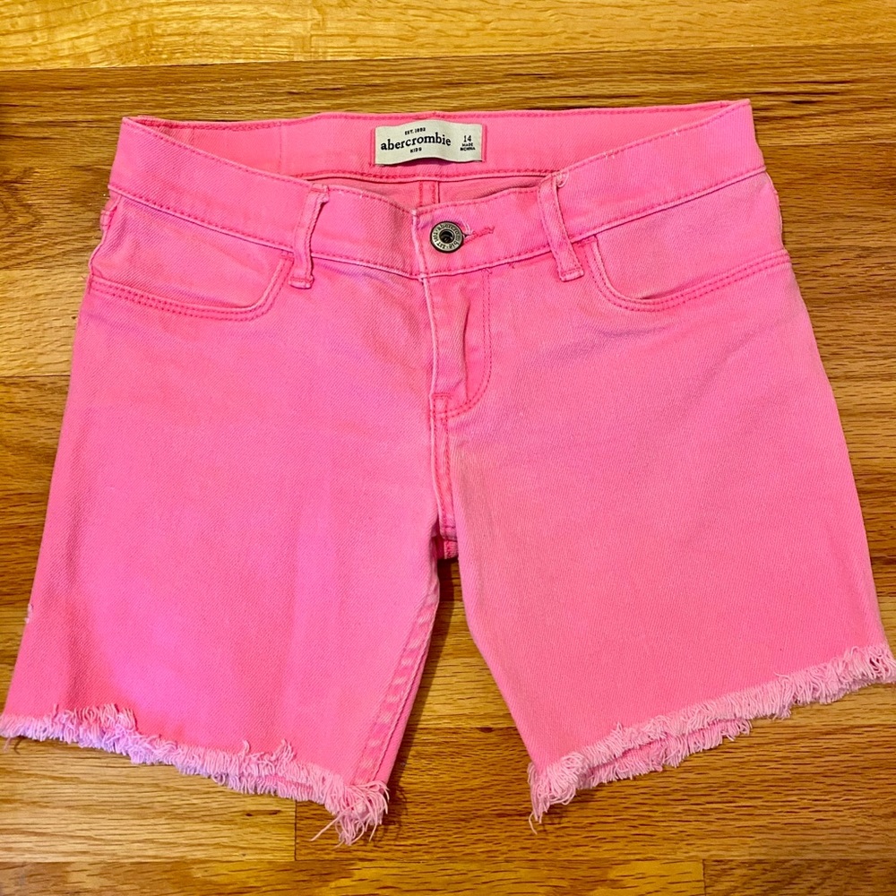 Pink jean shorts from Abercrombie Kids!